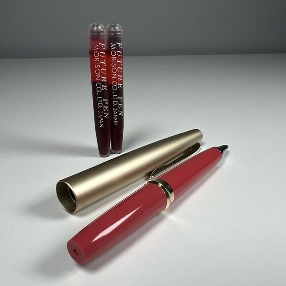 Vintage Morison Gold and Rose Ballpoint Pen W/ Red Ink Cartridges Japan NOS - Picture 5 of 5